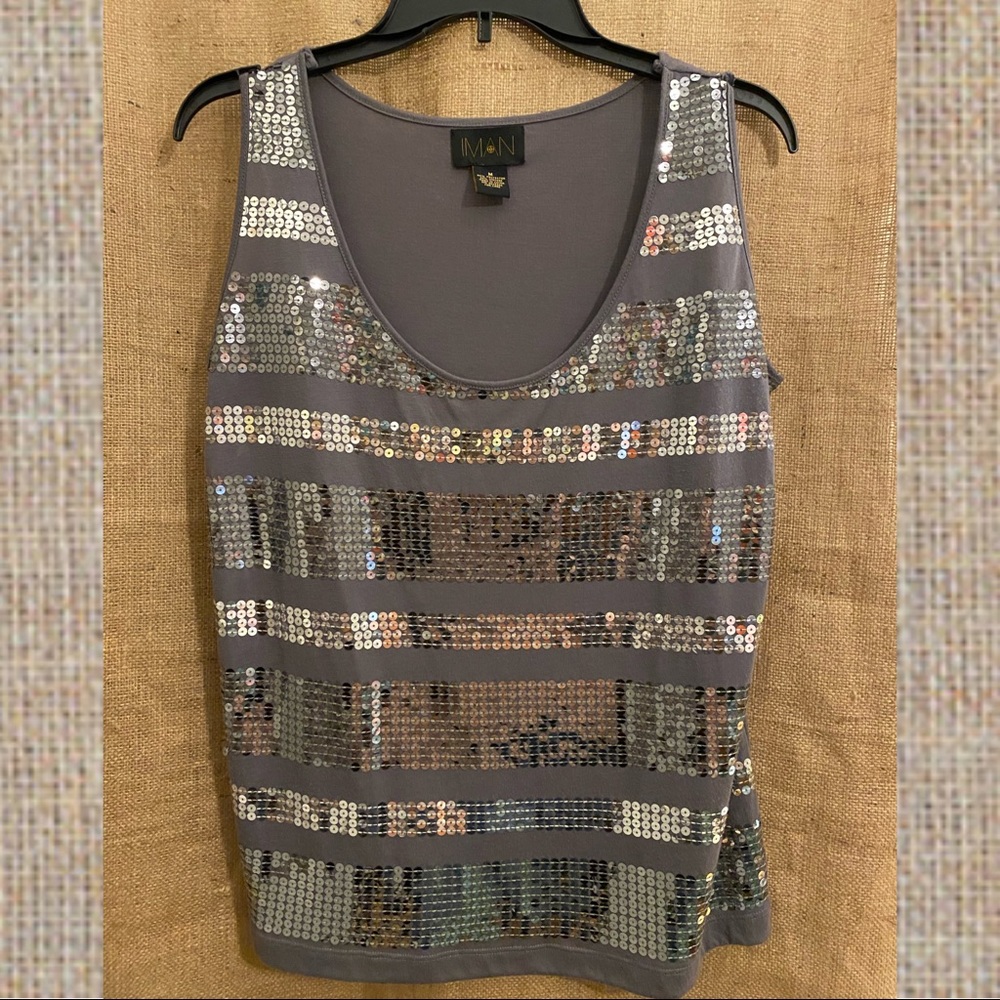 IMAN Grey Sequin 💿 tank